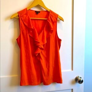 Orange Ruffled Sleeveless Top
